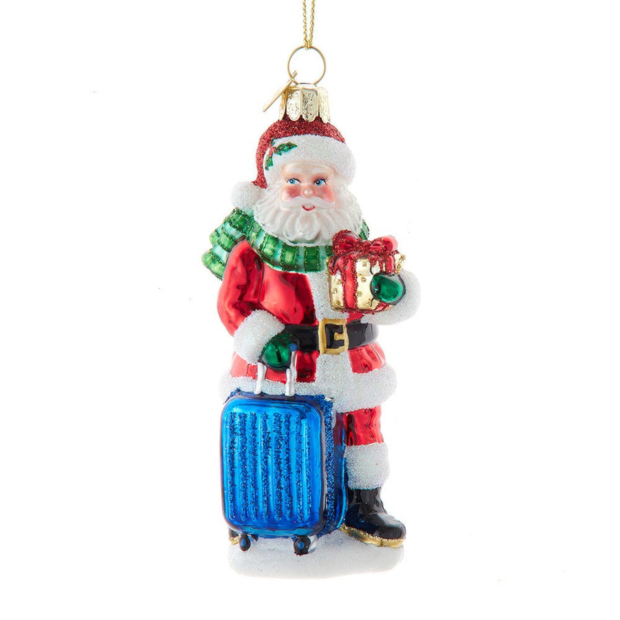 Noble Gems™ Glass Santa With Suitcase Ornament