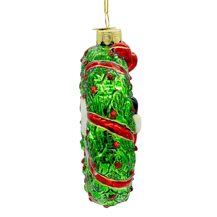 Noble Gems™ Glass Santa In Wreath Ornament