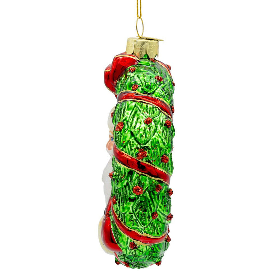 Noble Gems™ Glass Santa In Wreath Ornament