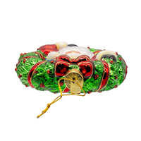 Noble Gems™ Glass Santa In Wreath Ornament