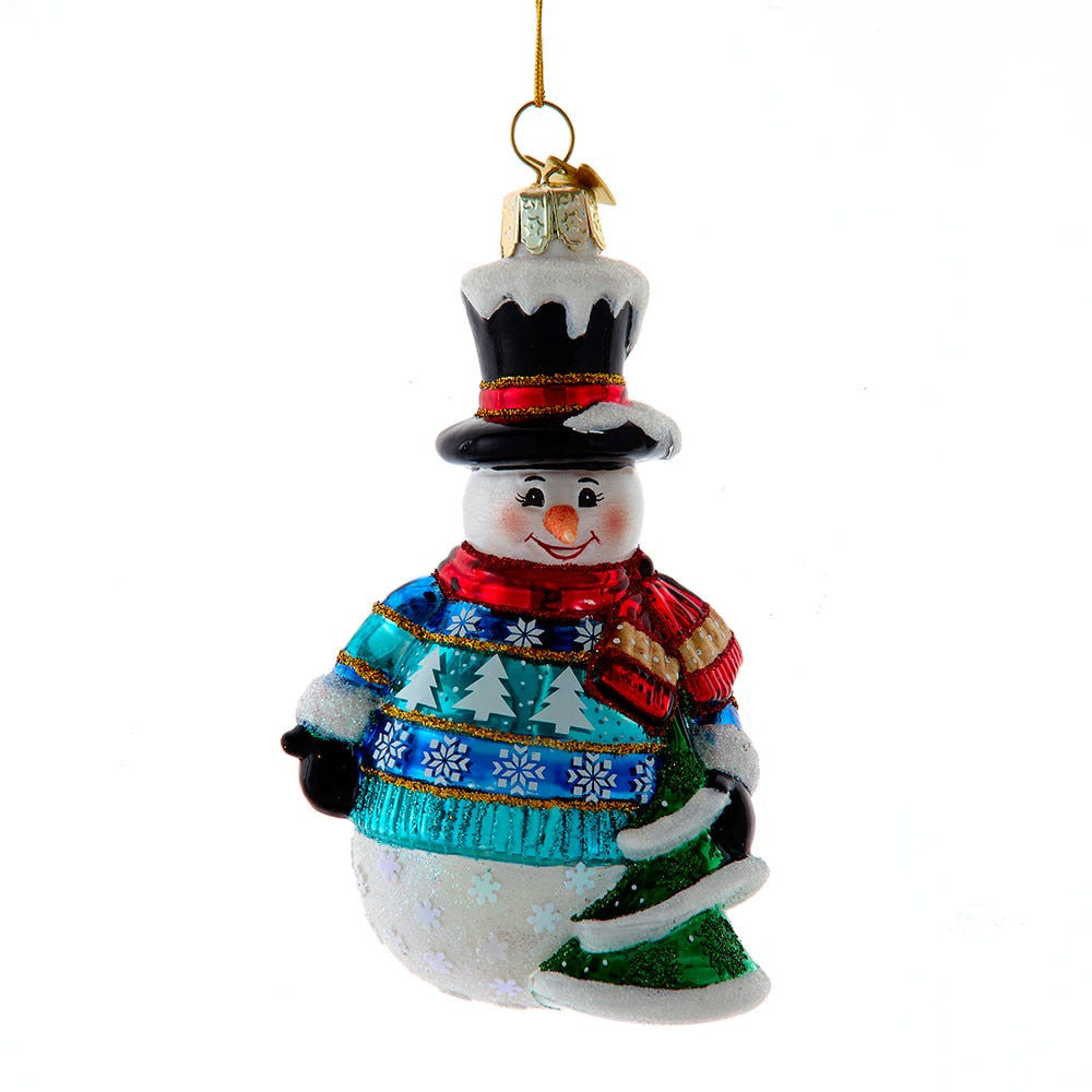 Noble Gems™ Glass Snowman With Sweater & Tree Ornament