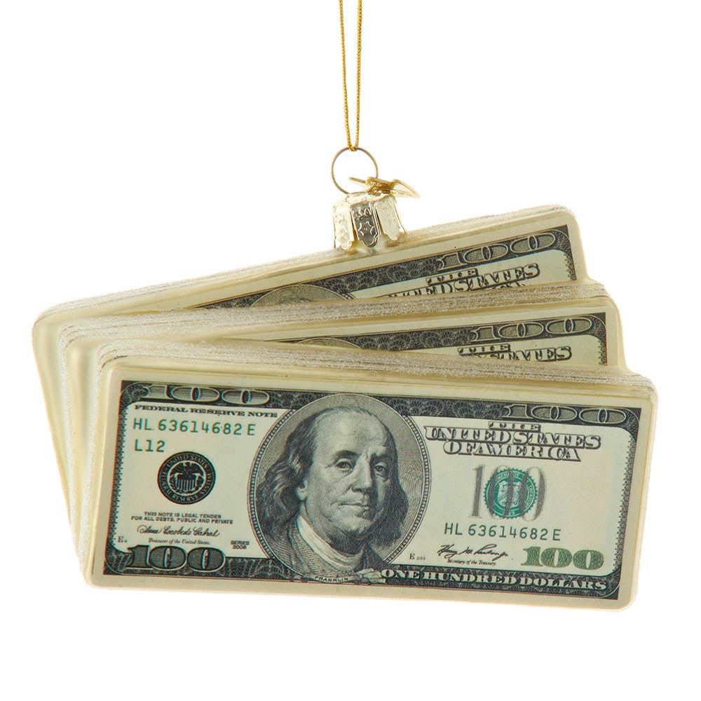 Noble Gems™ Glass $100 Bill Ornament