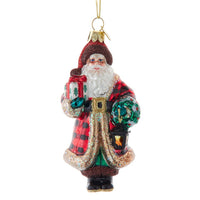 Noble Gems™ Glass Santa With Lantern & Presents Ornament