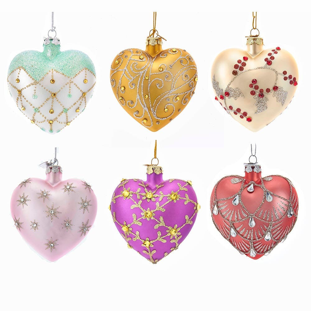 Noble Gems™ Glass Heart Ornaments With Swarovski® Elements, 6 Assorted Ornaments