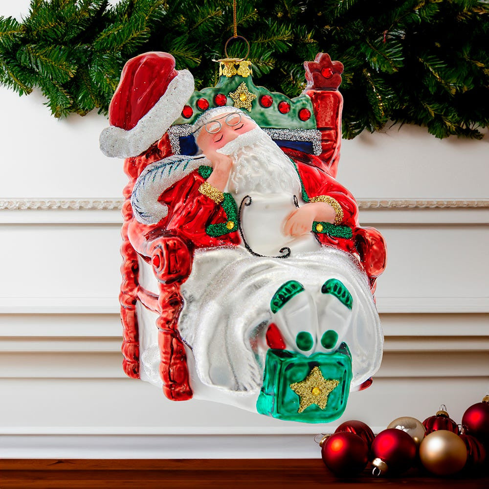 Noble Gems™ Glass Santa With Chair With Swarovski® Elements
