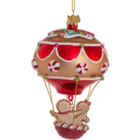 Noble Gems™ Glass Gingerbread Hot Air Balloon Ornament