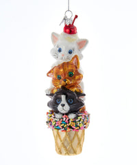 Noble Gems™ Glass Ice Cream Cone Cats Ornament