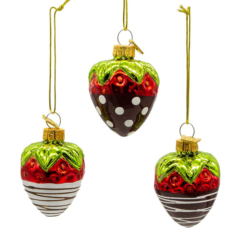 Noble Gems™ Glass Chocolate Strawberry Ornaments