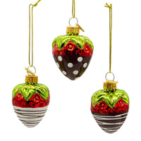 Noble Gems™ Glass Chocolate Strawberry Ornaments