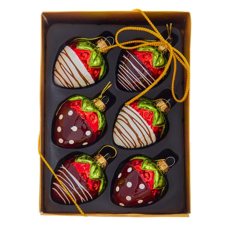 Noble Gems™ Glass Chocolate Strawberry Ornaments