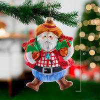 Noble Gems™ Glass Western Santa Ornament
