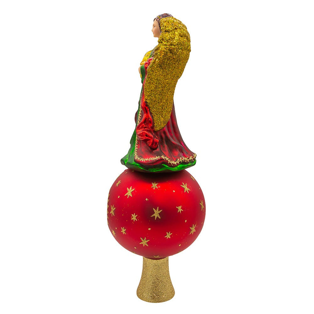 8.75" Un-Lit Noble Gems™ Glass Finial Angel Treetop With Reflector