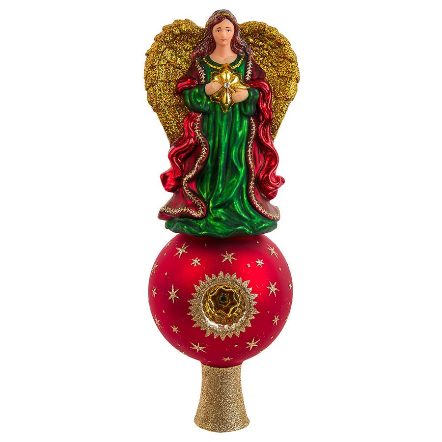 8.75" Un-Lit Noble Gems™ Glass Finial Angel Treetop With Reflector