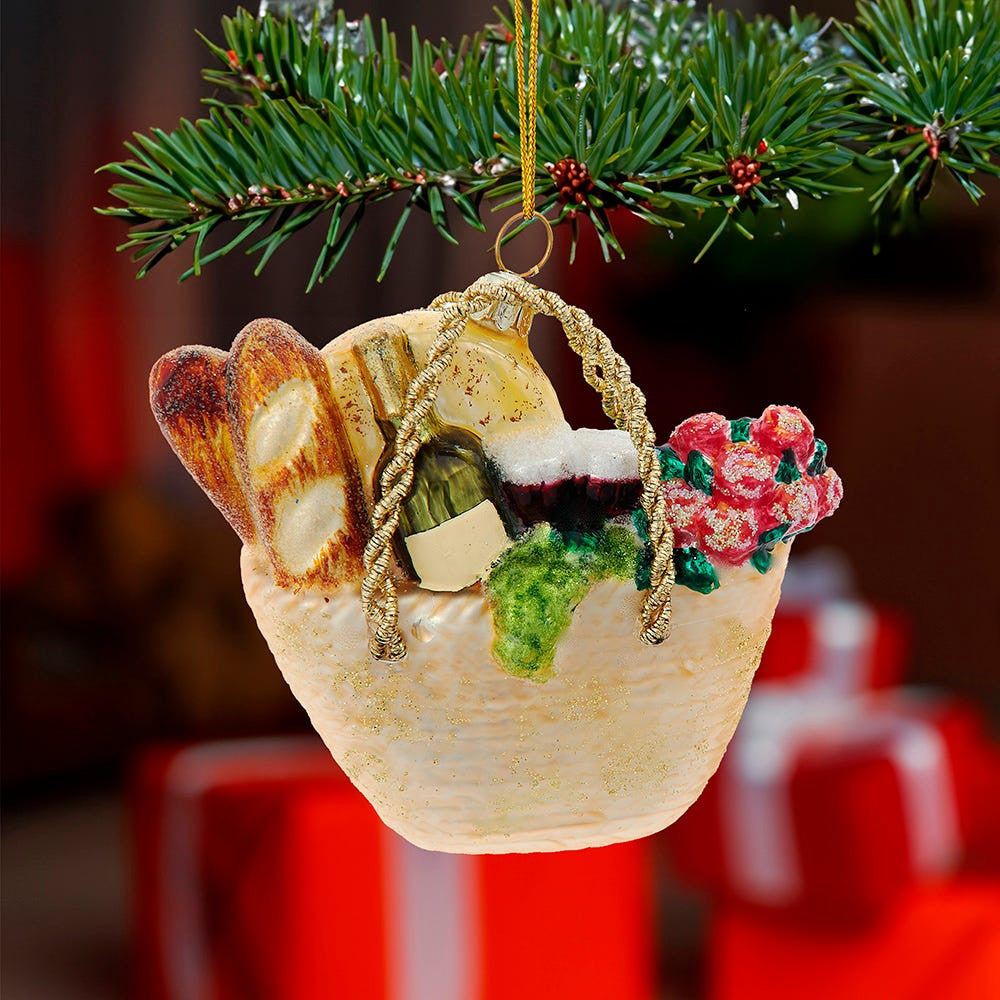 Noble Gems™ Glass Basket With Bread Ornament