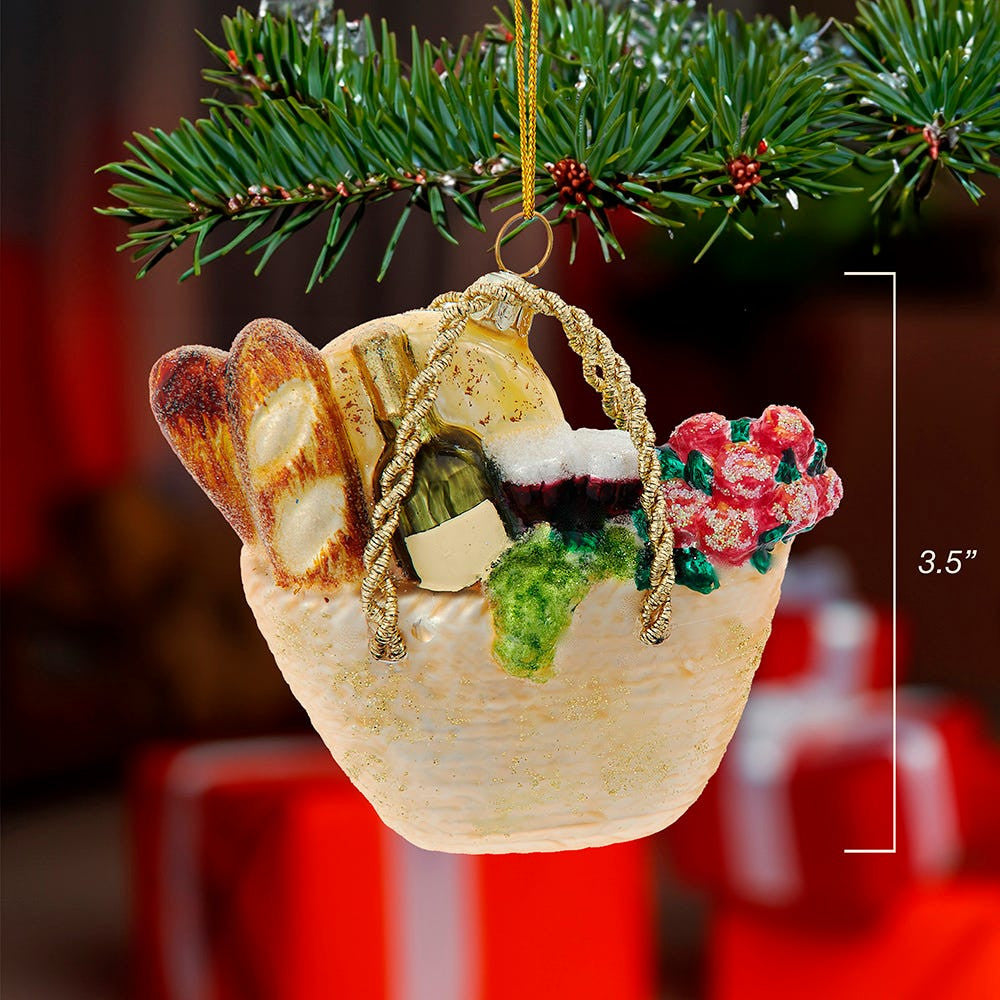 Noble Gems™ Glass Basket With Bread Ornament