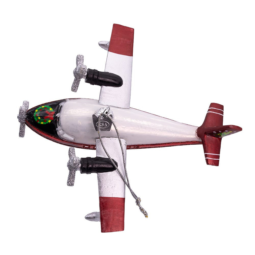Noble Gems™ Glass Christmas Sea Plane Ornament