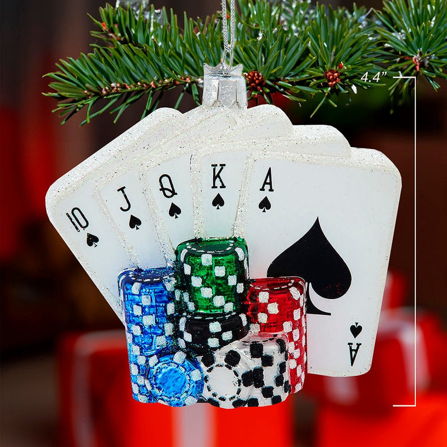 Noble Gems™ Glass Poker Cards & Chips Ornament