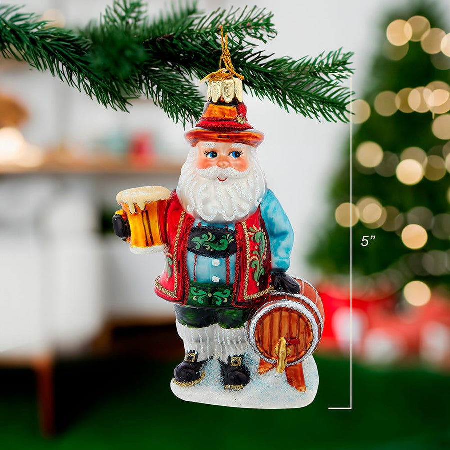 Noble Gems™ Glass German Beer Santa Ornament