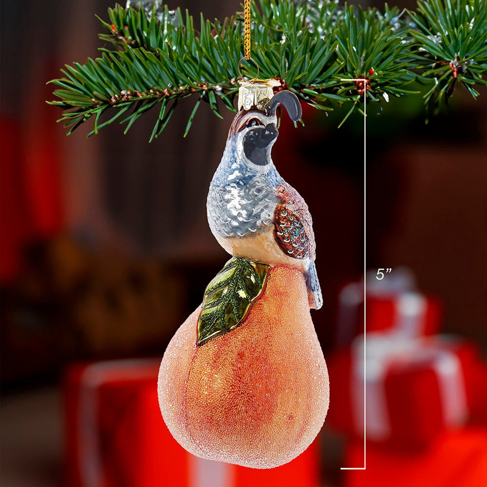 Noble Gems™ Glass Partridge In A Pear Tree Ornament