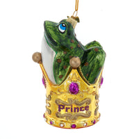 Noble Gems™ Glass Frog With Gold Crown Ornament