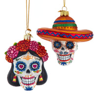 Noble Gems™ Glass Day Of The Dead Sugar Skull Ornaments