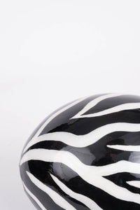 Handpainted Ostrich Egg Black White Zebra