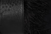 Ostrich Leather Feather Trim Suede Pillow