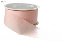 1.5 Inch Wrinkled Faux Pink Silk Ribbon With Cut Edge