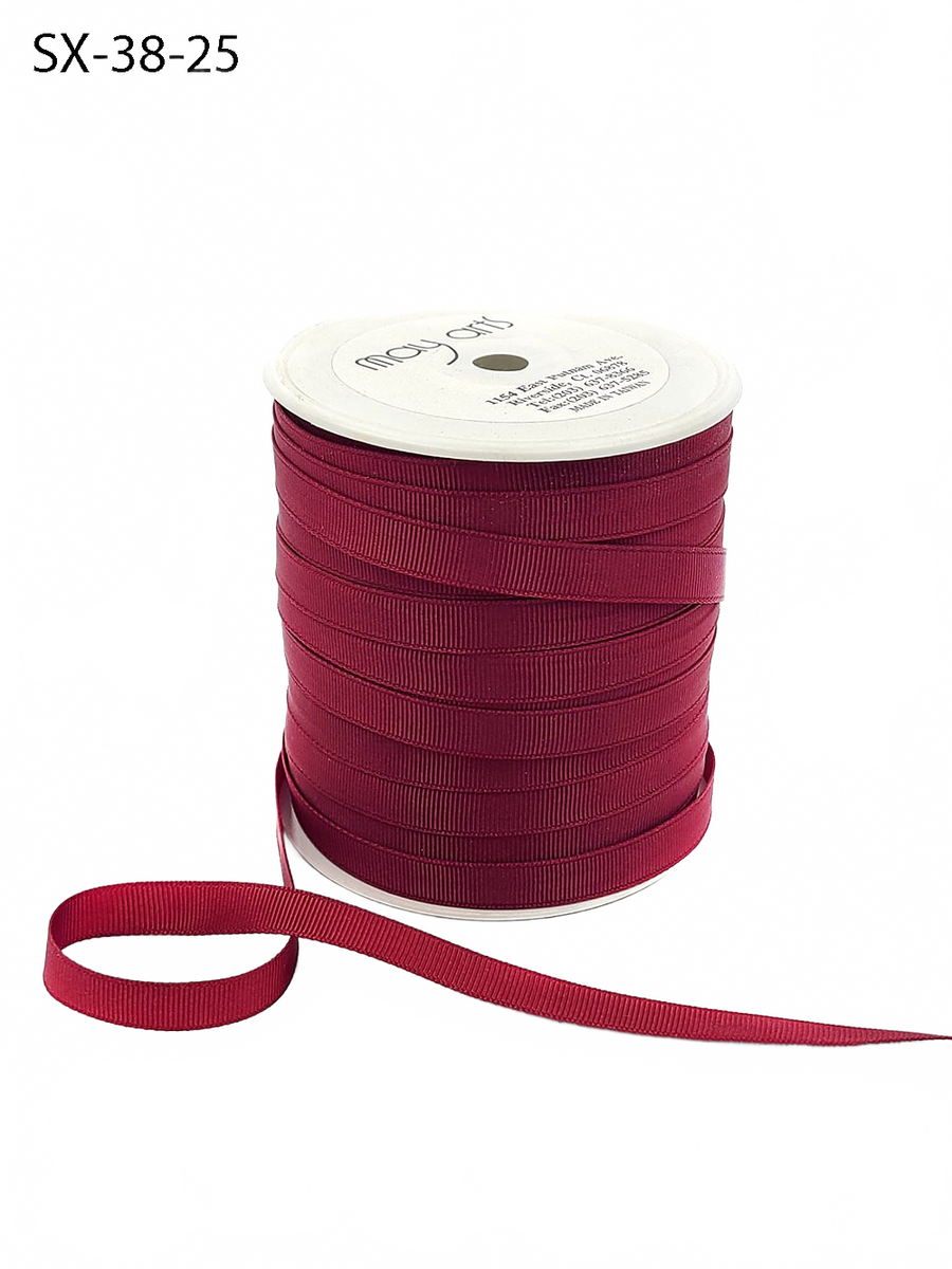 3/8 Inch Heavy-Weight (Higher Thread Count) Classic Burgundy Grosgrain Ribbon With Woven Edge