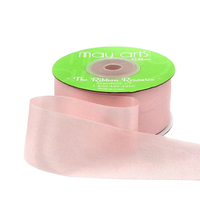 1.25 Inch 100% Hand-Dyed Pink Silk Ribbon With Woven Edge