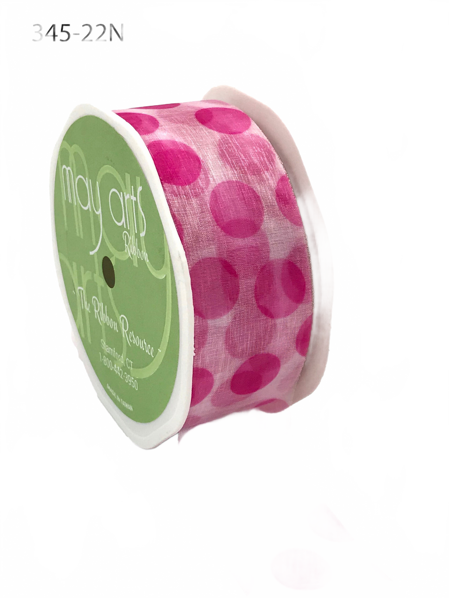 1 1/2 Inch Hot Pink Sheer Jumbo Dot Ribbon