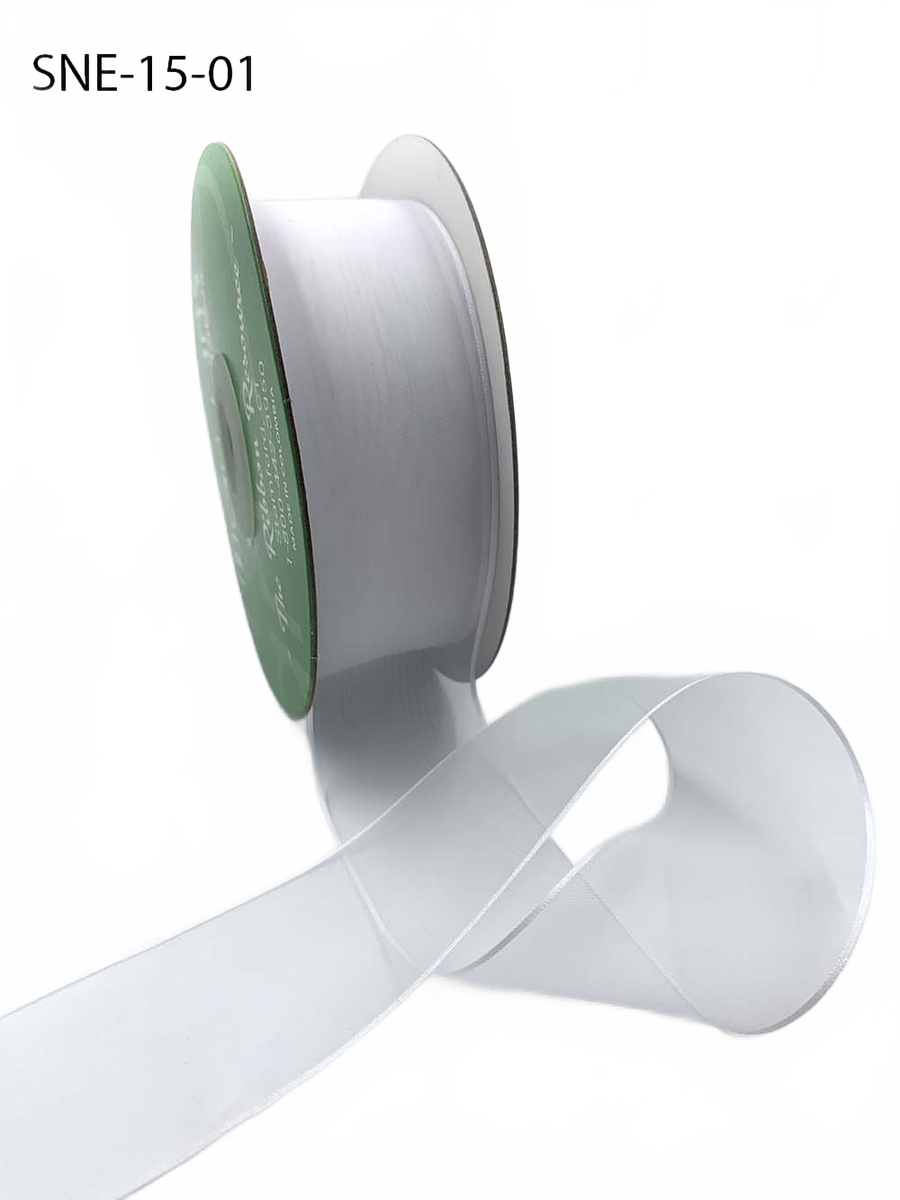 1.5 Inch Soft White Sheer Ribbon With Thin Solid Edge