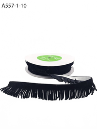 1 Inch Adhesive Suede Fringe Black Ribbon With Cut Edge
