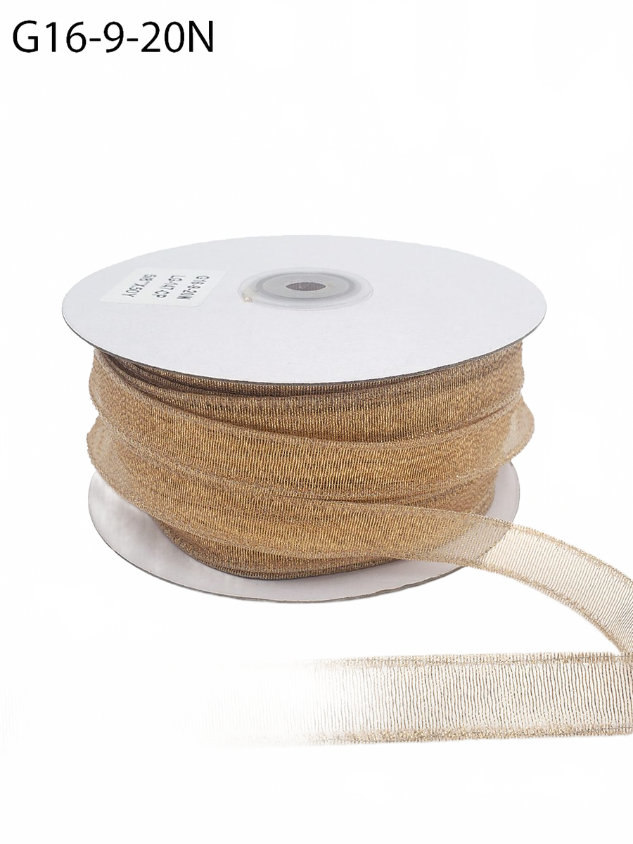 ½ Inch Semi-Sheer Metallic Gold Ribbon