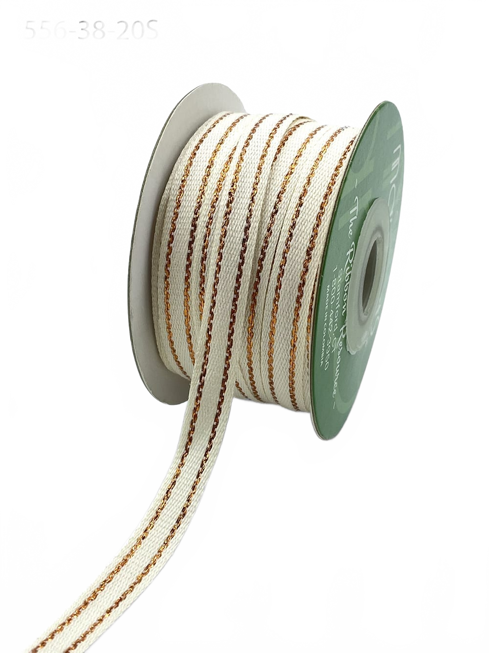 3/8 Inch Canvas With Woven Ivory/Rose Gold Metallic Center Line Ribbon With Woven Edge