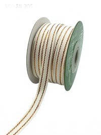 3/8 Inch Canvas With Woven Ivory/Rose Gold Metallic Center Line Ribbon With Woven Edge