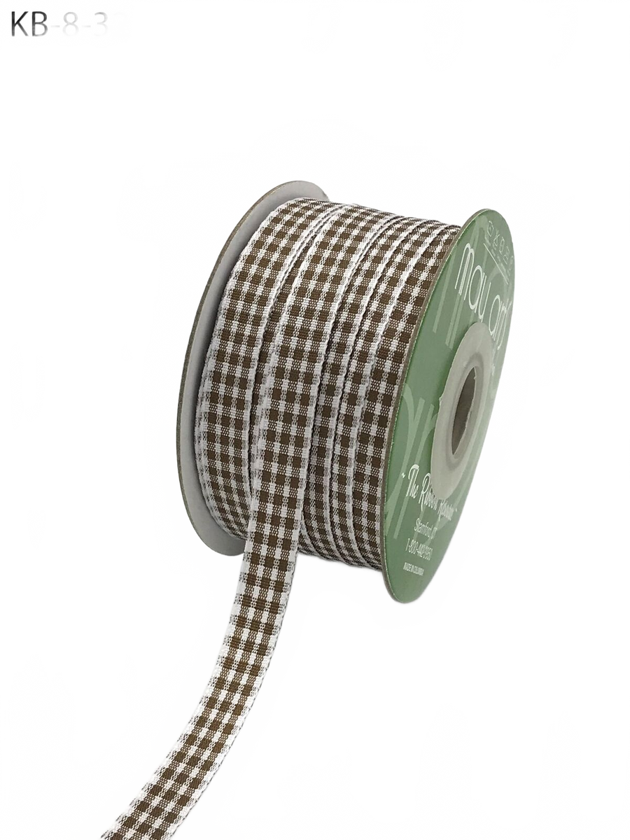 3/8 Inch Checkered Gingerbread Ribbon With Woven Edge