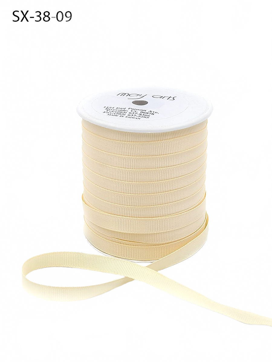 3/8 Inch Heavy-Weight (Higher Thread Count) Classic Ivory Grosgrain Ribbon With Woven Edge