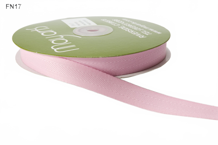 5/8 Inch Light Weight Pink Twill Ribbon With Woven Edge