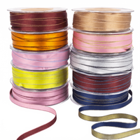 3/8 Inch Two-Color Reversible Satin With Woven Stitched Edge