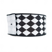 Ribbon Glitter Jester Diamonds Black And White