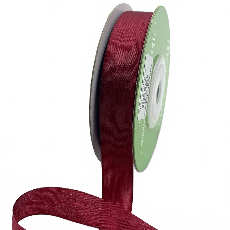 1/2 Inch 100% Hand-Dyed Burgundy Silk Ribbon With Woven Edge