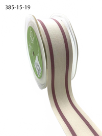1.5 Inch Wood Rose Cotton Blend Woven Double Stripe Ribbon With Woven Edge