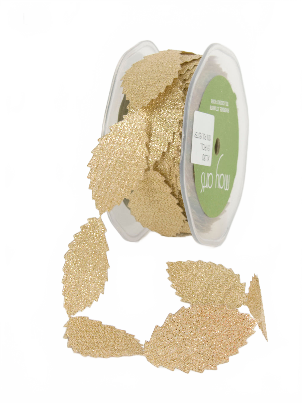 1 Inch Faux Suede Leaves Gold Ribbon With Cut Edge