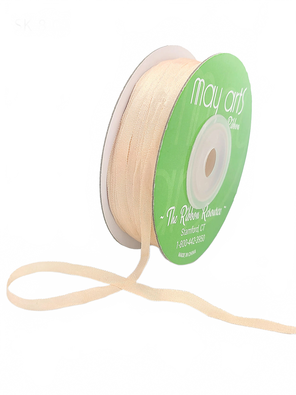1/8 Inch 100% Hand-Dyed Peach Champagne Silk Ribbon With Woven Edge
