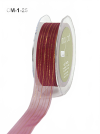 1 Inch Burgundy Sheer Gold Lines