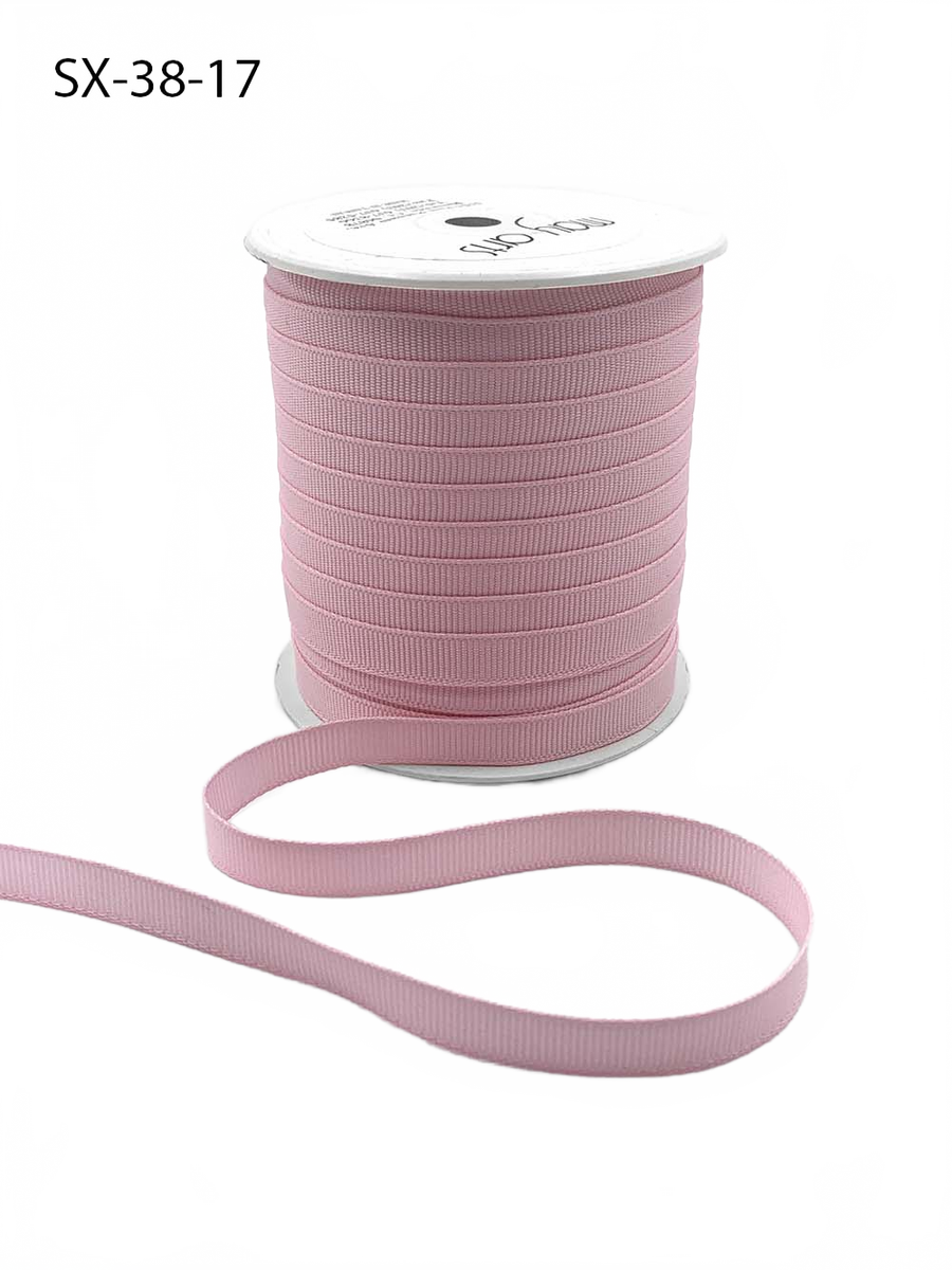 3/8 Inch Heavy-Weight (Higher Thread Count) Classic Pink Grosgrain Ribbon With Woven Edge