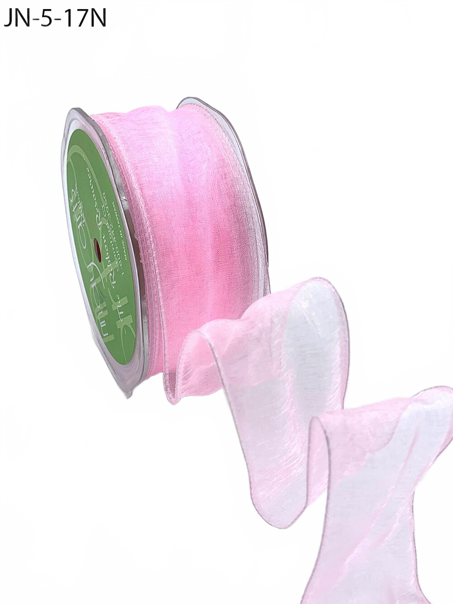 1.5 Inch Shimmer Pink Sheer Ribbon With Wired Edge
