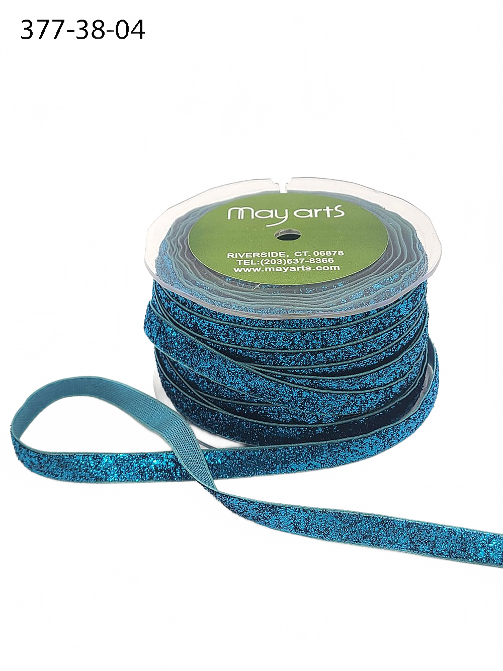 3/8 Inch Woven Metallic Turquoise Velvet Ribbon With Woven Edge
