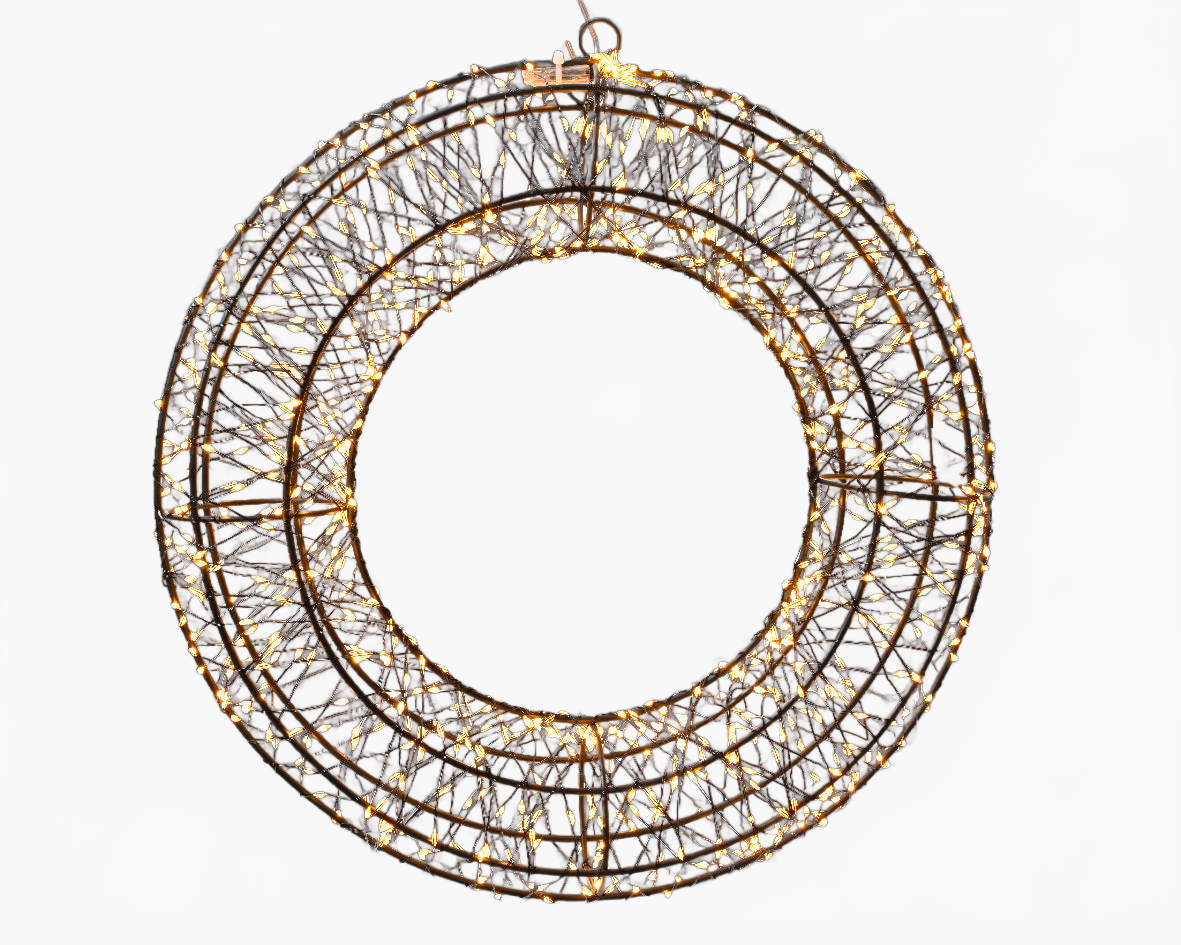Black Wire Wreath Pre Lit Micro Classic Warm LED